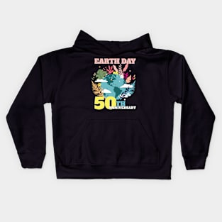 Earth Day 2020 50th Anniversary Floral Mother Earth Kids Hoodie